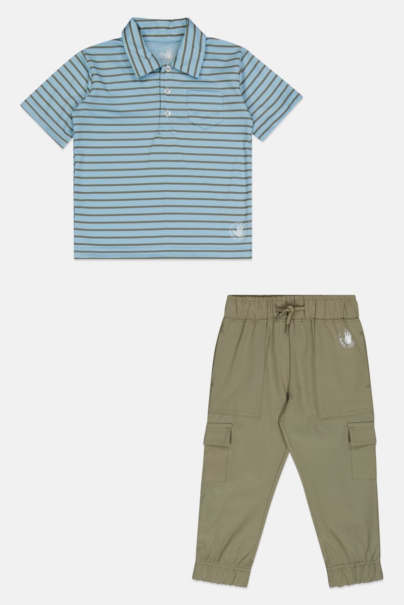 Body Glove Toddlers Boy 2 Pieces Polo Shirt And Cargo Pants Set, Multicolor - Image 2